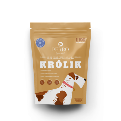 Karma tłoczona na zimno PERRO Gourmet Królik – formuła dla psów dorosłych średnich i dużych ras<br>1kg