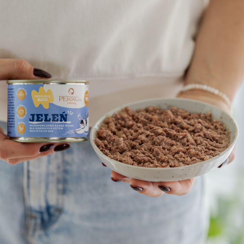 Jeleń – karma mokra dla kotów<br>PERROland CATering<br>185g lub 400g
