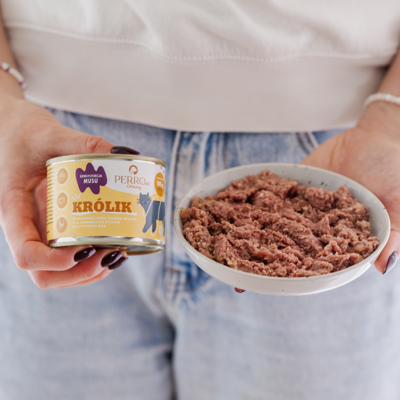 Królik – karma mokra dla kotów<br>PERROland CATering<br>185g lub 400g