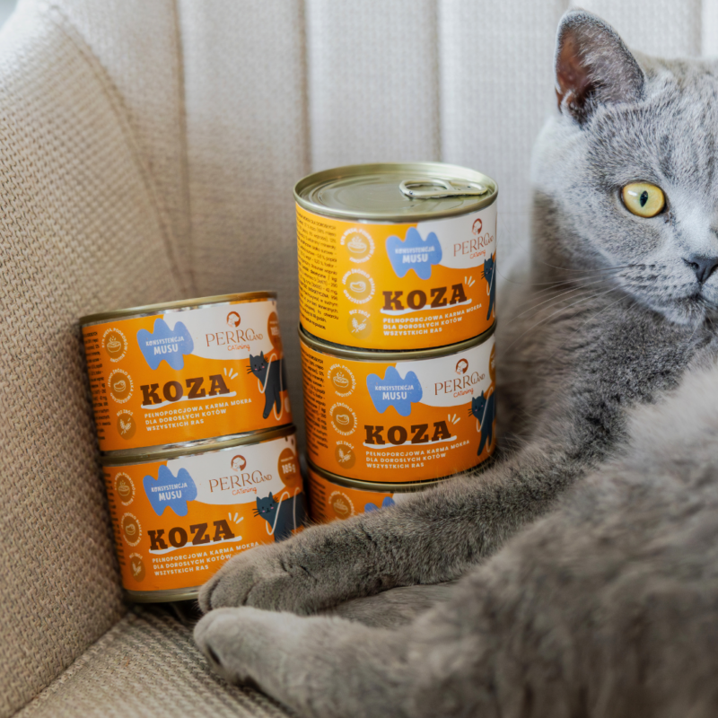 Koza – karma mokra dla kotów<br>PERROland CATering<br>185g lub 400g