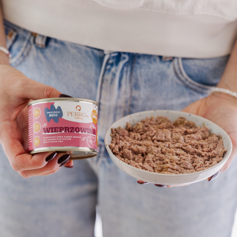 Wieprzowina – karma mokra dla kotów<br>PERROland CATering<br>185g lub 400g <BR>6-pak