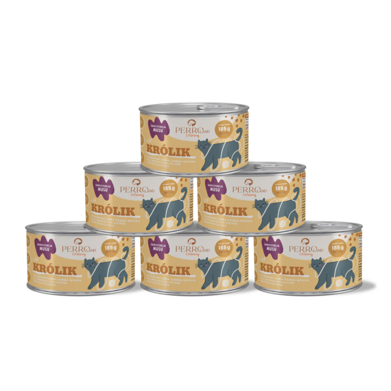 Królik – karma mokra dla kotów<br>PERROland CATering<br>185g lub 400g <BR>6-pak